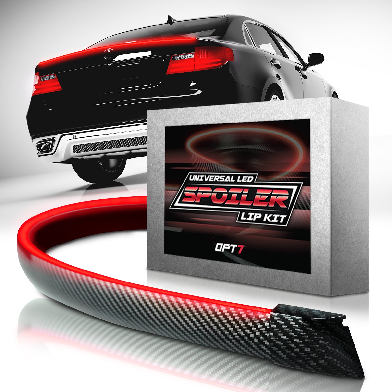 OPT7 Universal LED Rear Spoiler Lip Kit (3.9ft) for Car Trunk