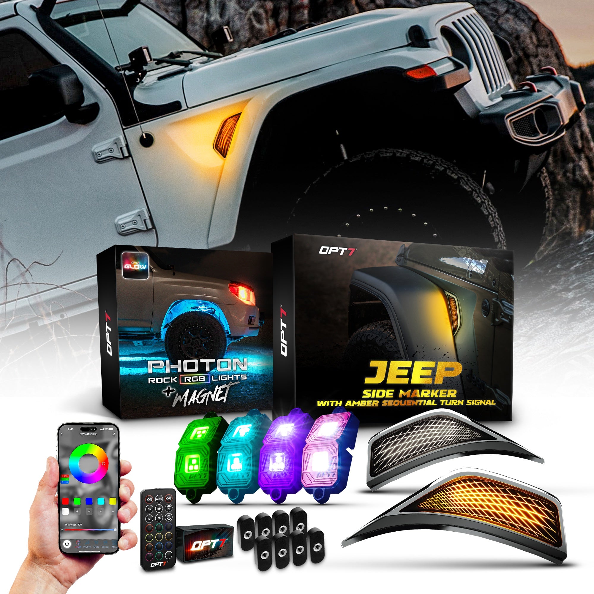 2x Amber LED Front Side Marker Lights For 2018+ Jeep Wrangler JL & Gladiator JT – GTINTHEBOX