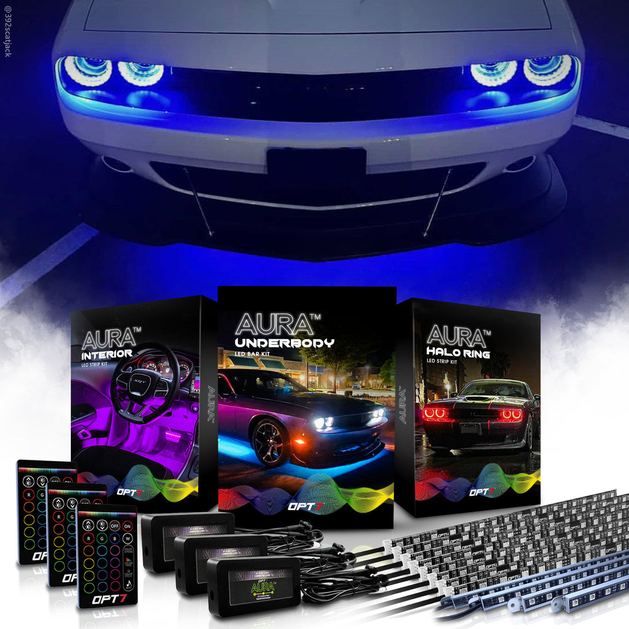 Auraglow Sound Activated Wireless RGB LED Light Bar - Twin Pack