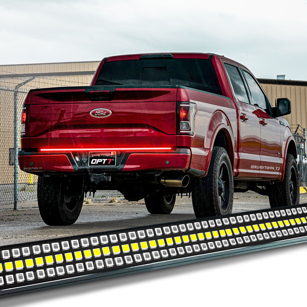 Tailgate Light Bar with Triple LED Reverse | Opt7 Redline 60 Red / Yes. Protect ME. (See Below for Details)