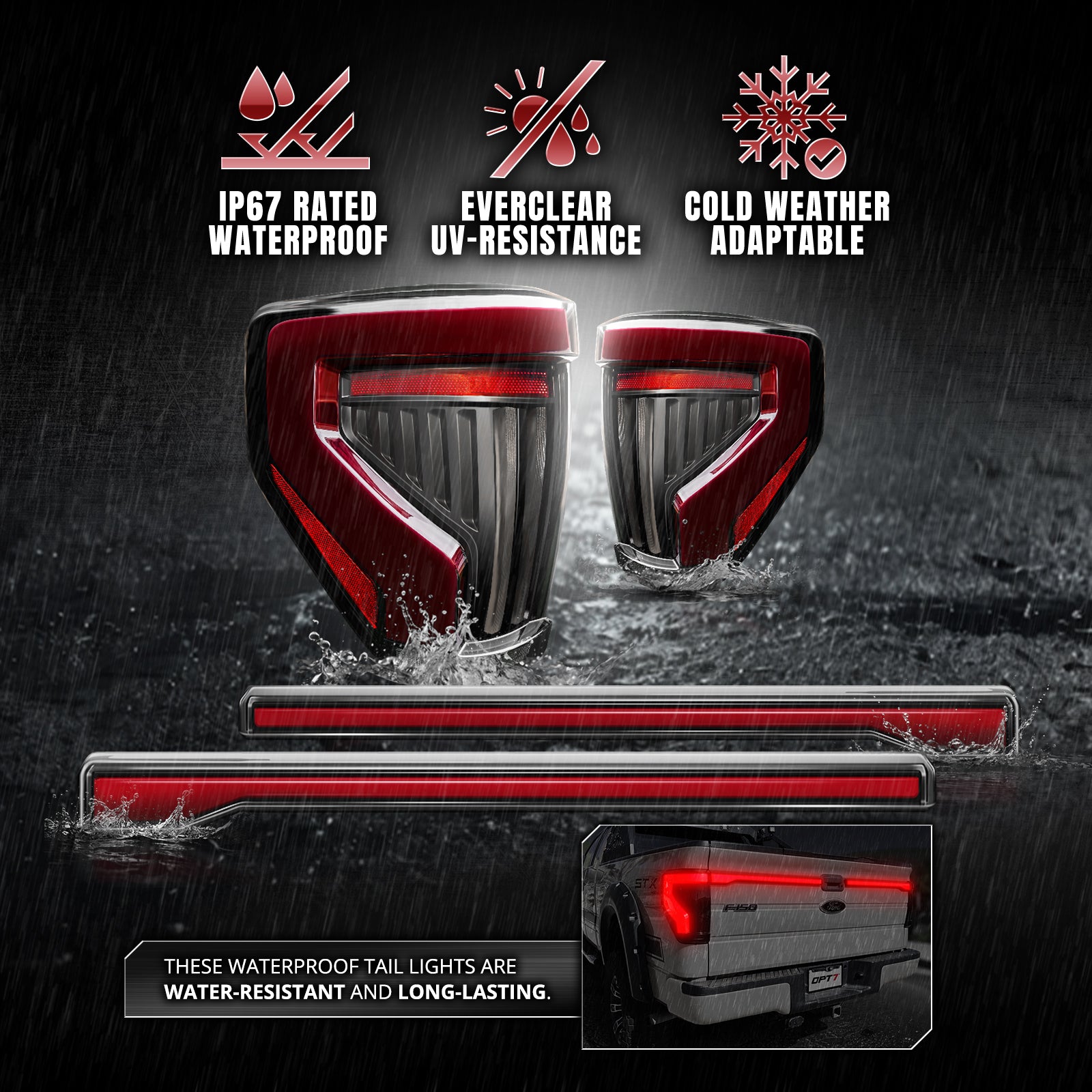 OPT7 Full-Width Strip Cross LED Tail Light with Sequential Red or Yell ...