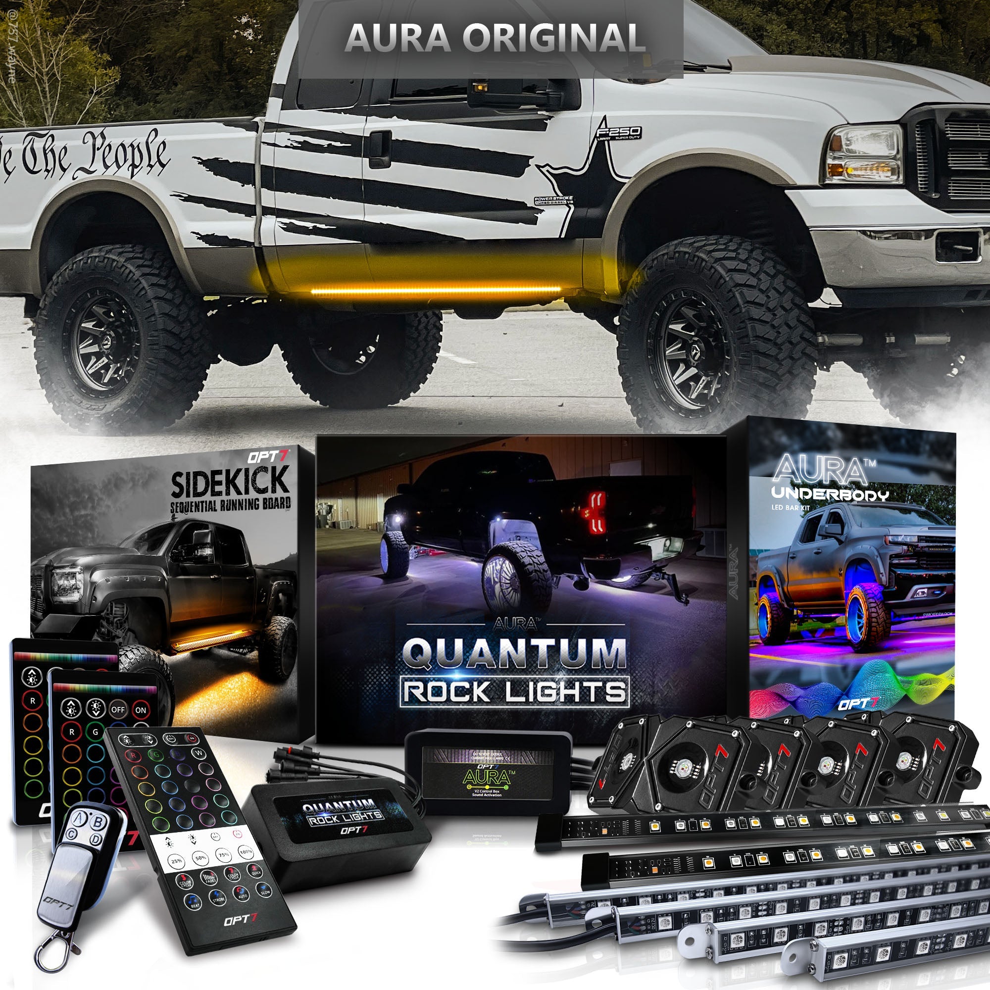 Quantum Led Tail Light AURA LED Lighting Kit for Truck Bundle (Quantum LED Rocklight + Underg ...