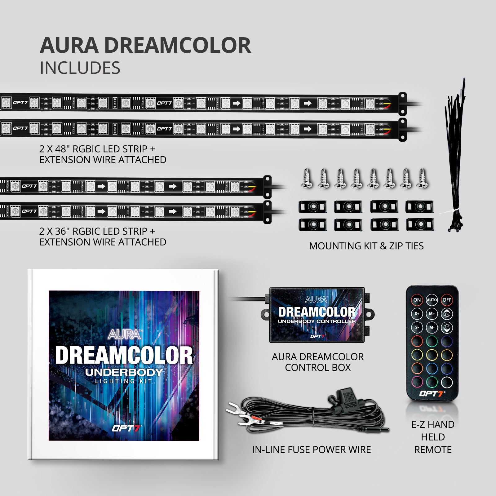 Fearless orientering Scene AURA Flexible LED DreamColor Underglow Lighting Strip Kit w-Remote – OPT7  Lighting Inc