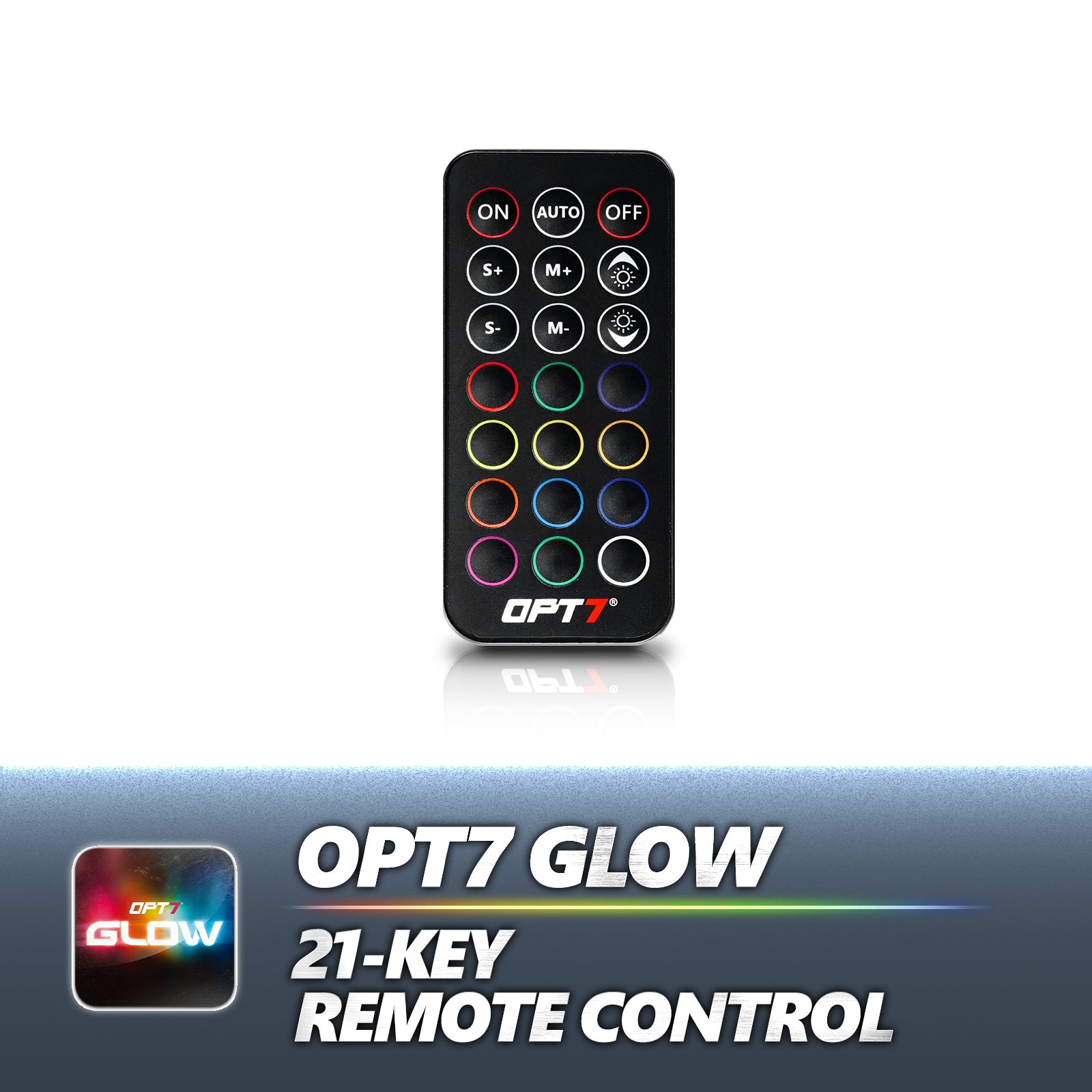 Pro Key Remote Controller OPT7 GLOW 21-Key Remote Control for RGB Underglow, Rock Lights, Halo ...