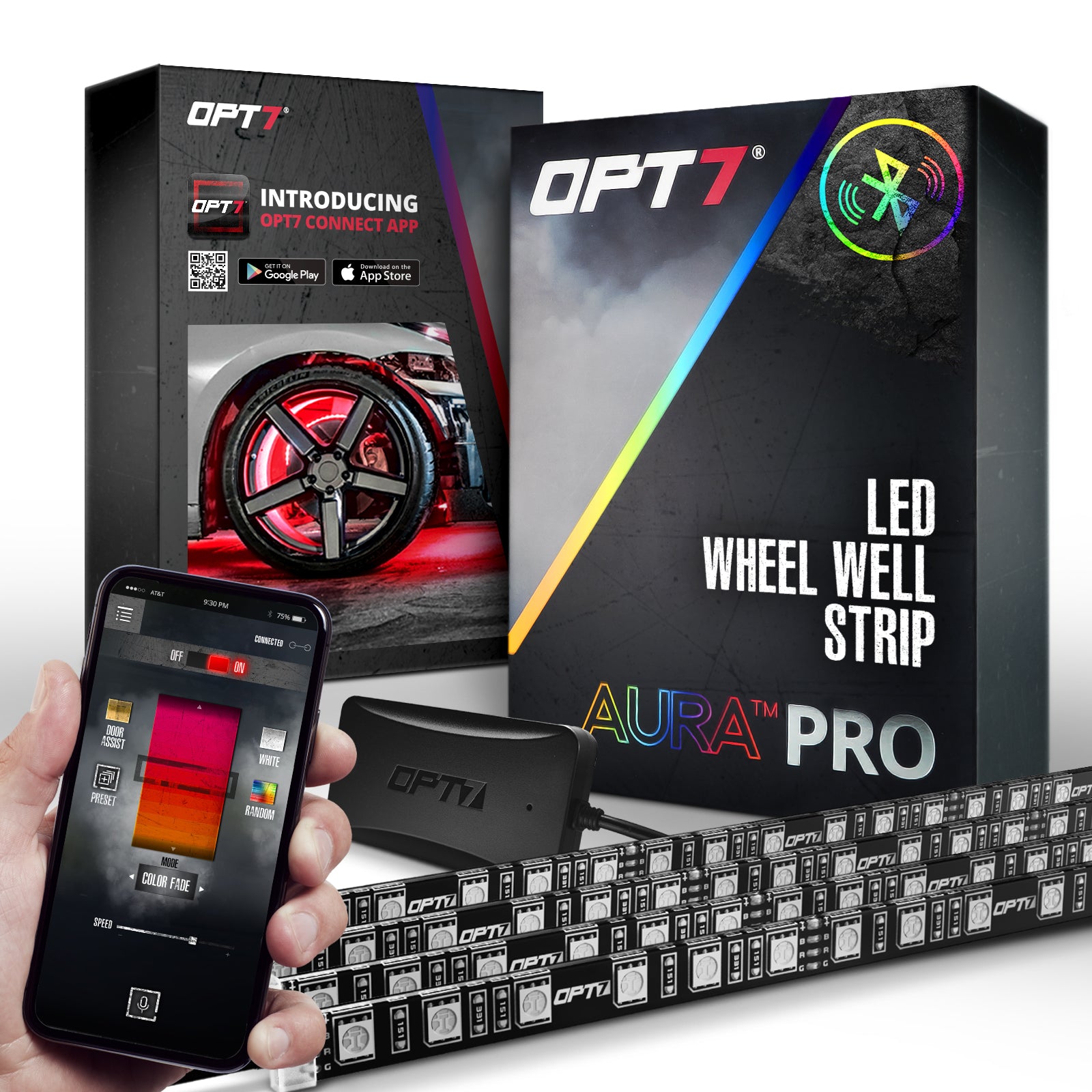 Aura Pro Exterior Pack Bundle Grille LED Kit Wheel Well Kit Bluetooth Enabled App Dreamcolor Underglow LED Kit