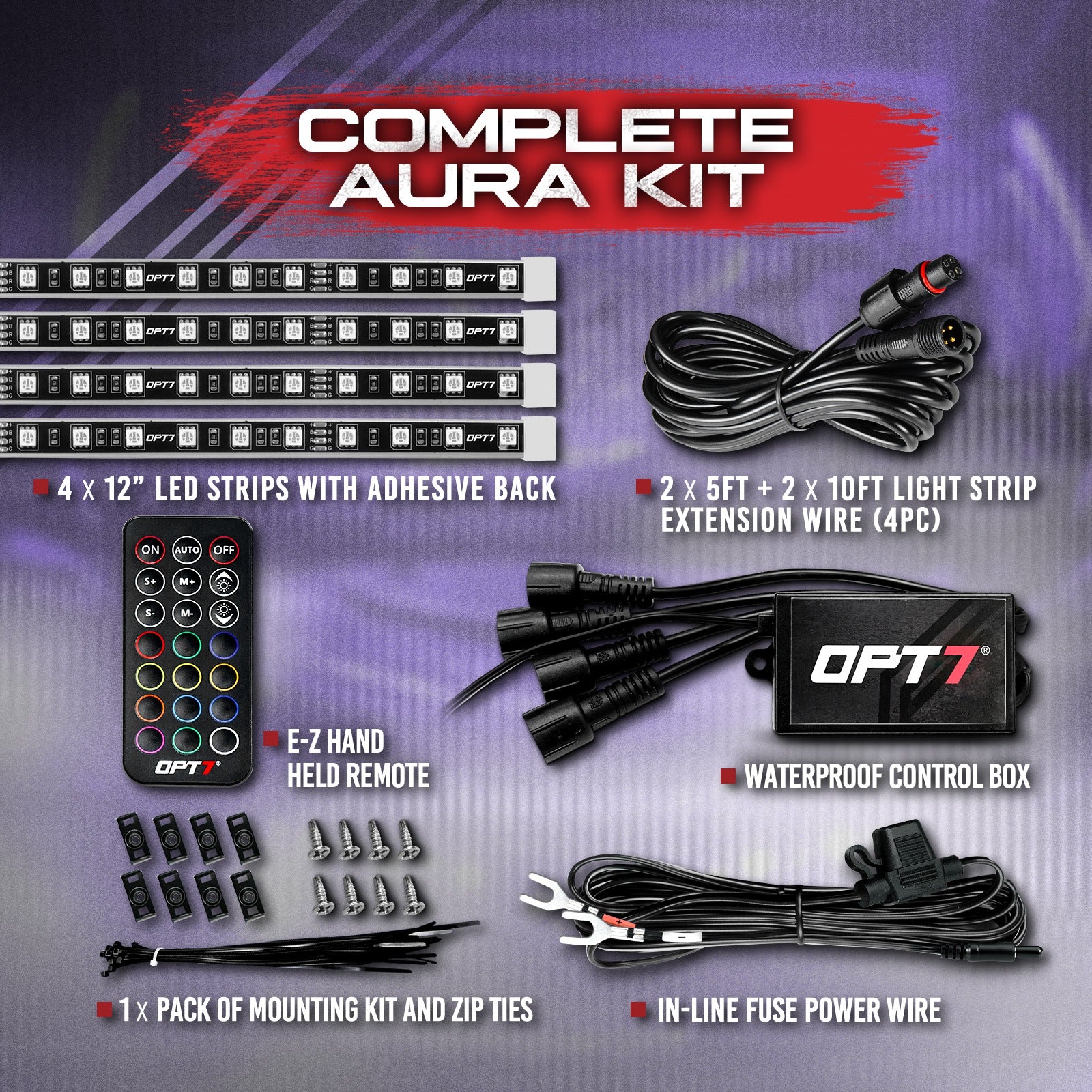 AURA Engine Bay LED Lighting Kit - Remote Control Full Color Spectrum ...