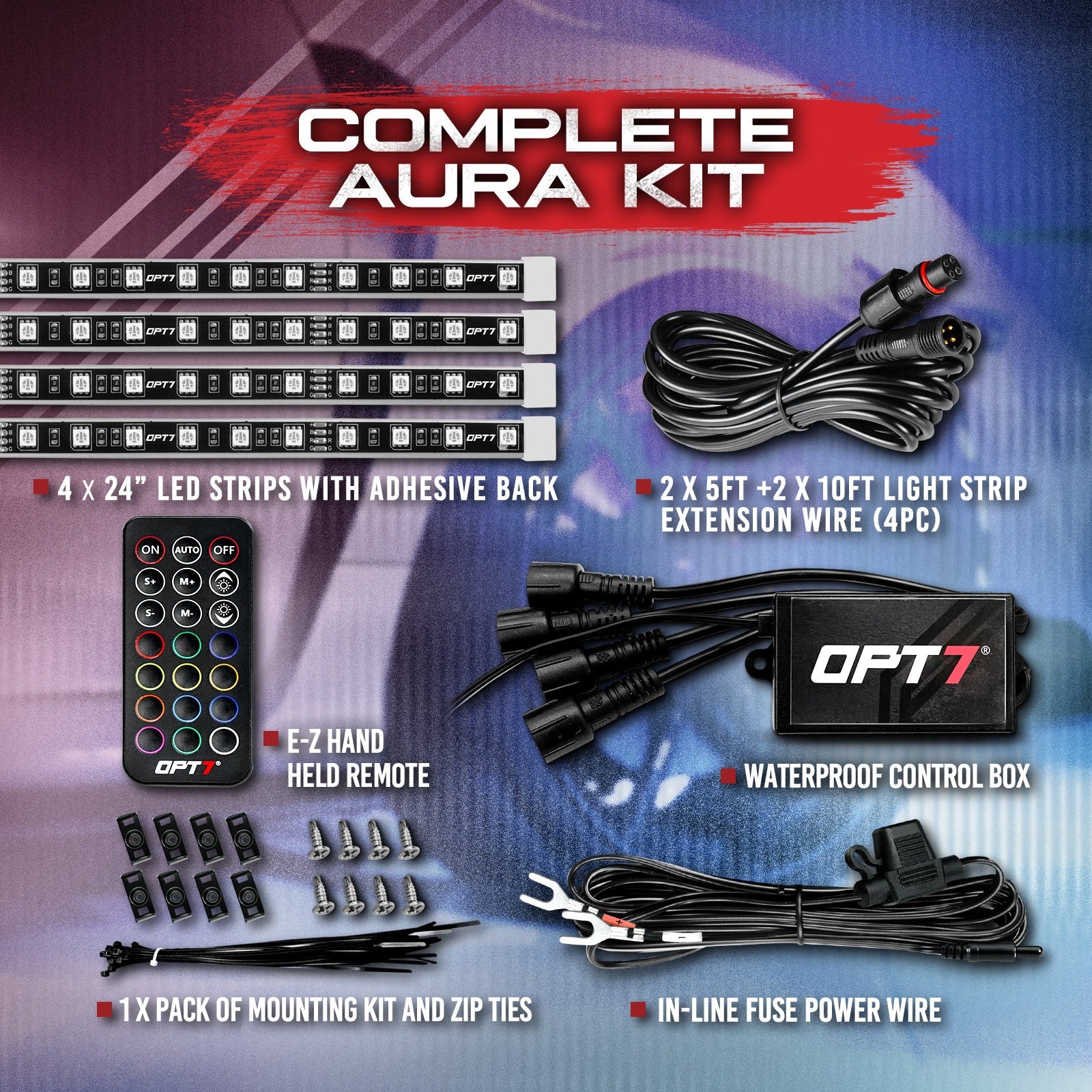 Buy OPT7 Aura Interior Car Lights with Remote Control, Color