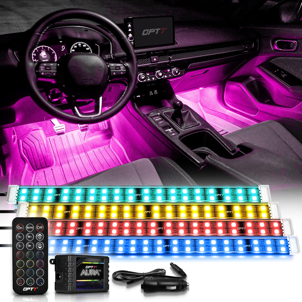 AURA LED Double Row Interior Ambient Lighting Kit - Remote Control Ful ...