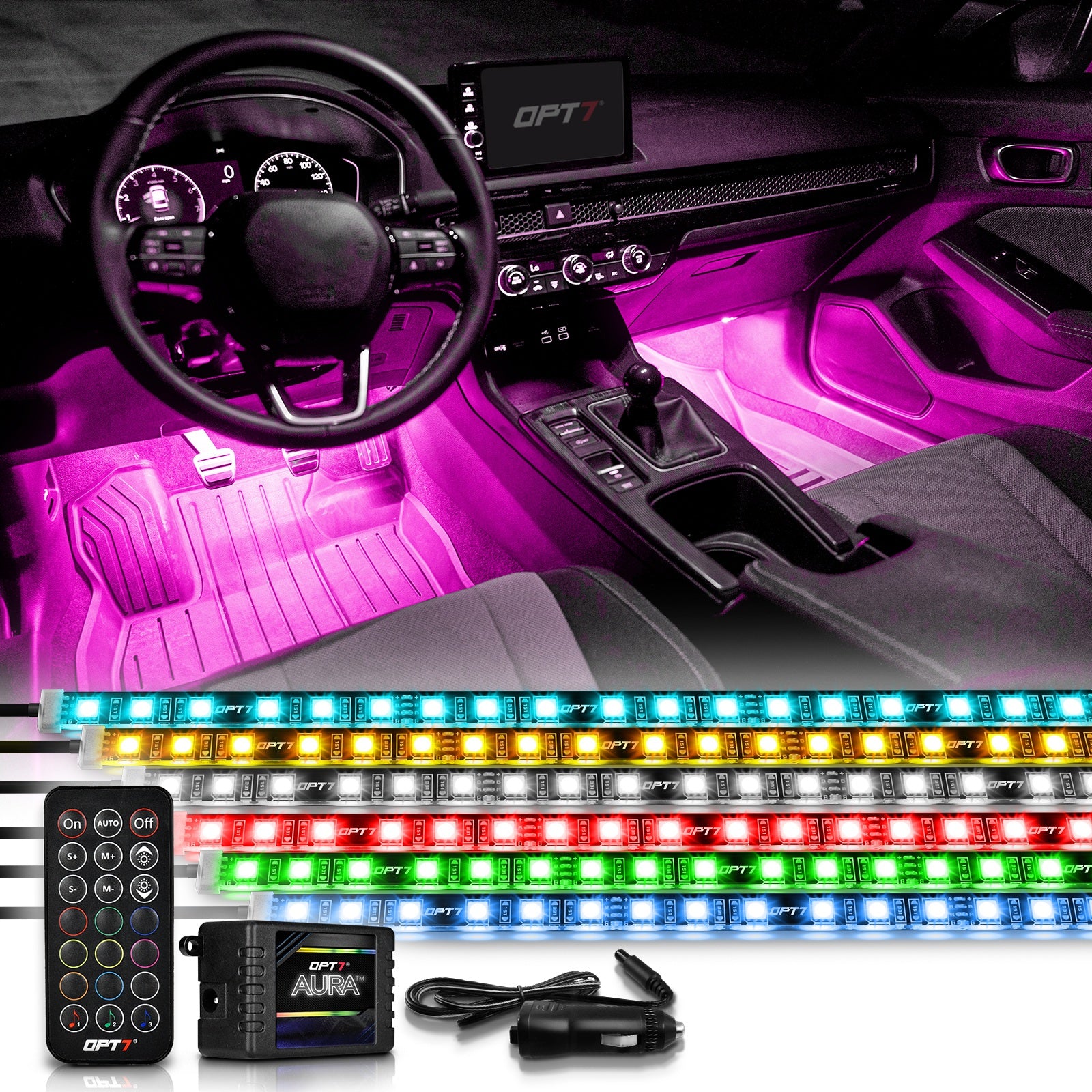 10M RGB LED Car Ambient Lighting Kit – APP & Music Control, USB Powered, Waterproof