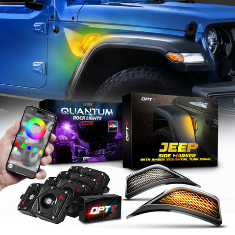 OPT7 Quantum Pro Rock Light RGBW & LED Side Marker White/Amber for