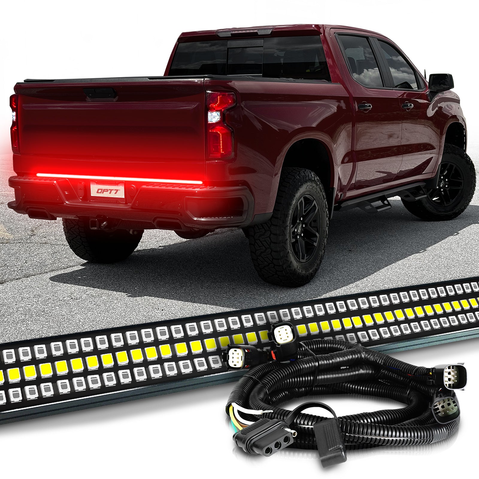 YUGUANG 60-Inch Truck Tailgate Light Bar - Triple Row LED With Sequential Turn Signals