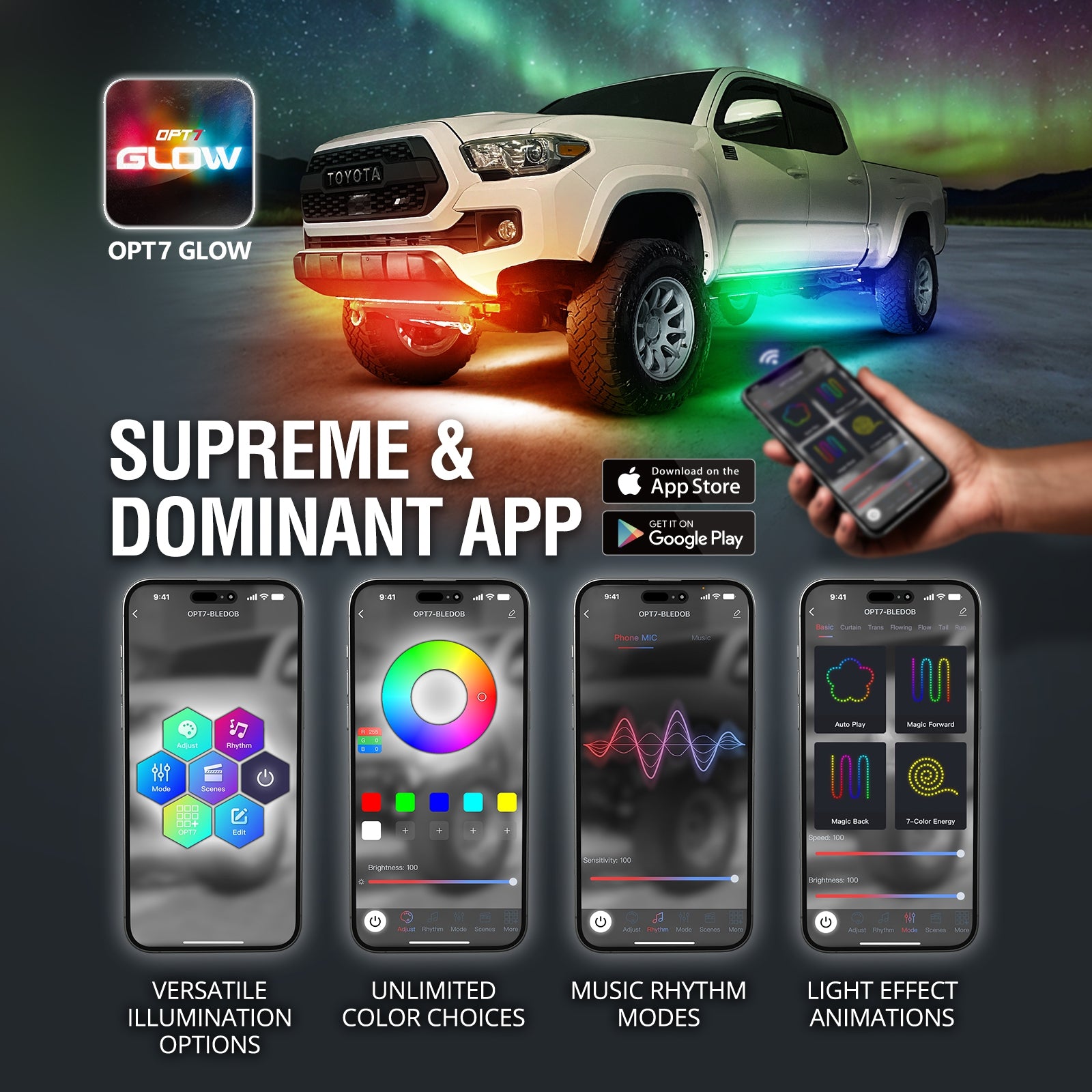 AURA Truck LED Aluminum Underglow DreamColor Lighting Kit – OPT7 ...