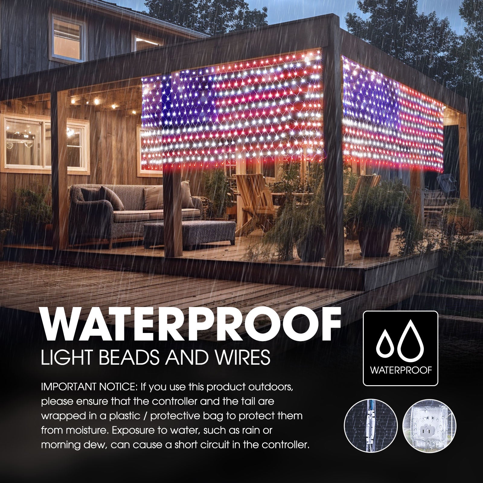 OPT7 LED American Flag Net Light Kit with 420 Super Bright LEDs – OPT7 ...