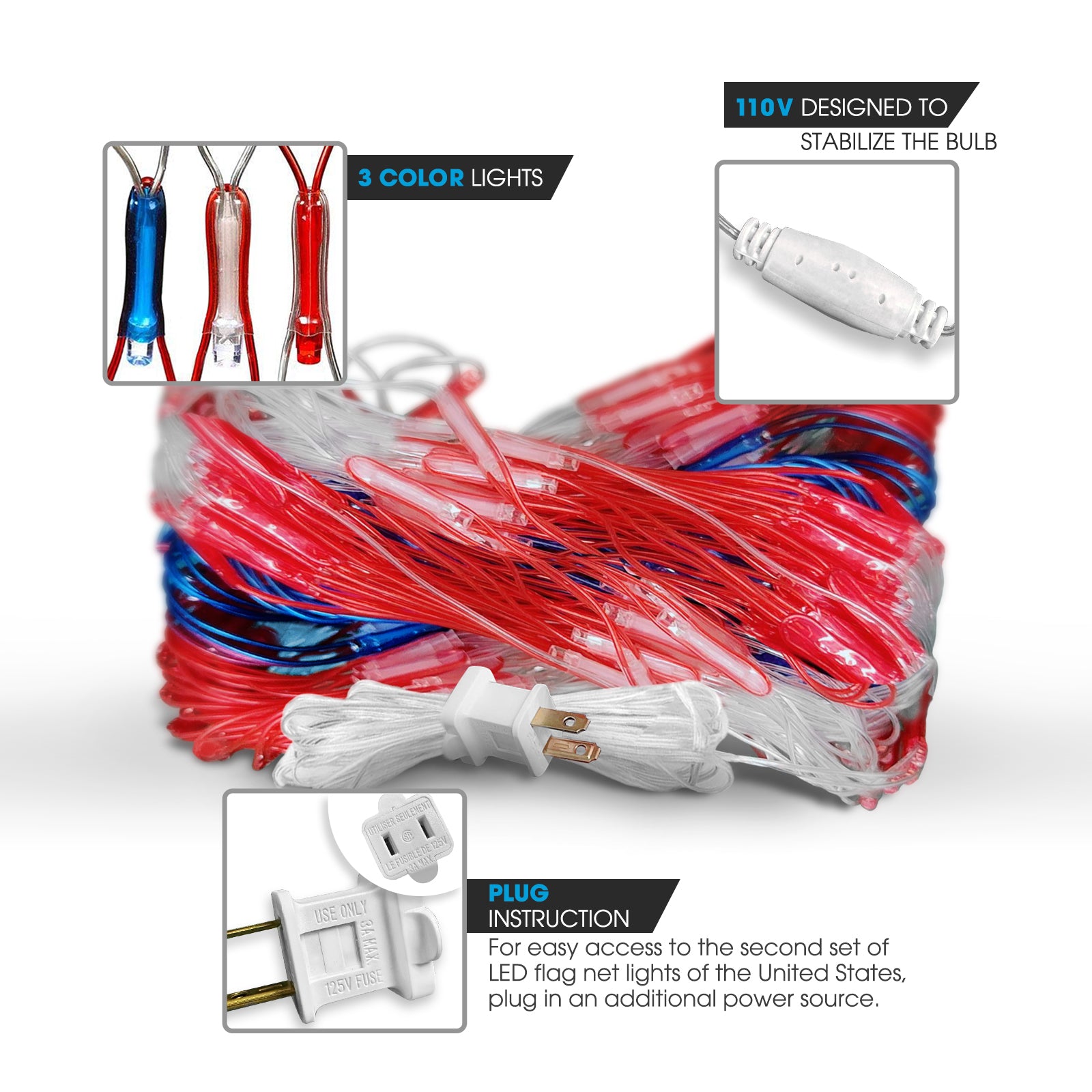 OPT7 LED American Flag Net Light Kit with 420 Super Bright LEDs – OPT7 ...