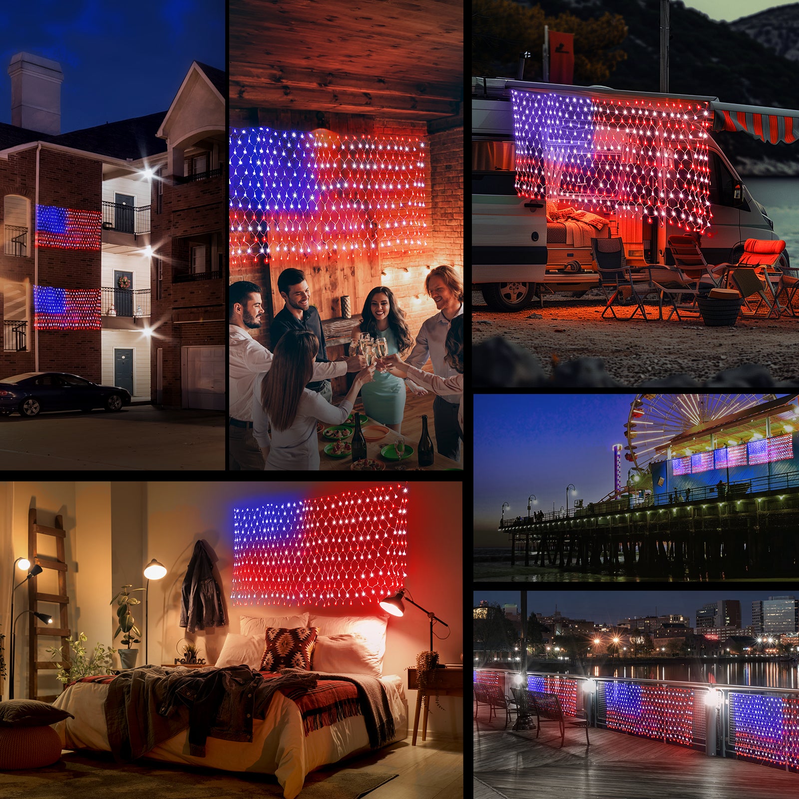 OPT7 LED American Flag Net Light Kit with 420 Super Bright LEDs – OPT7 ...
