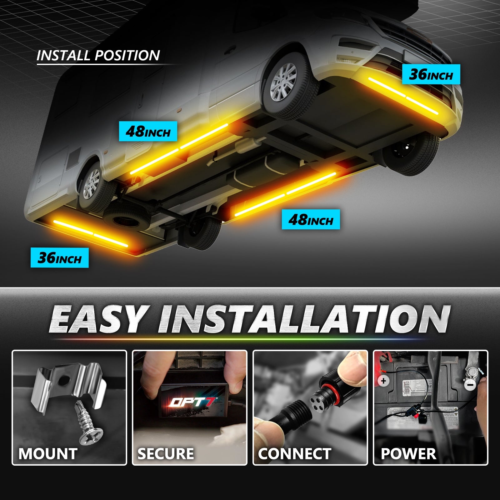 RecPro RV Under Deck LED Light Kit – 35-40 Feet Party Lights For RV Underbelly