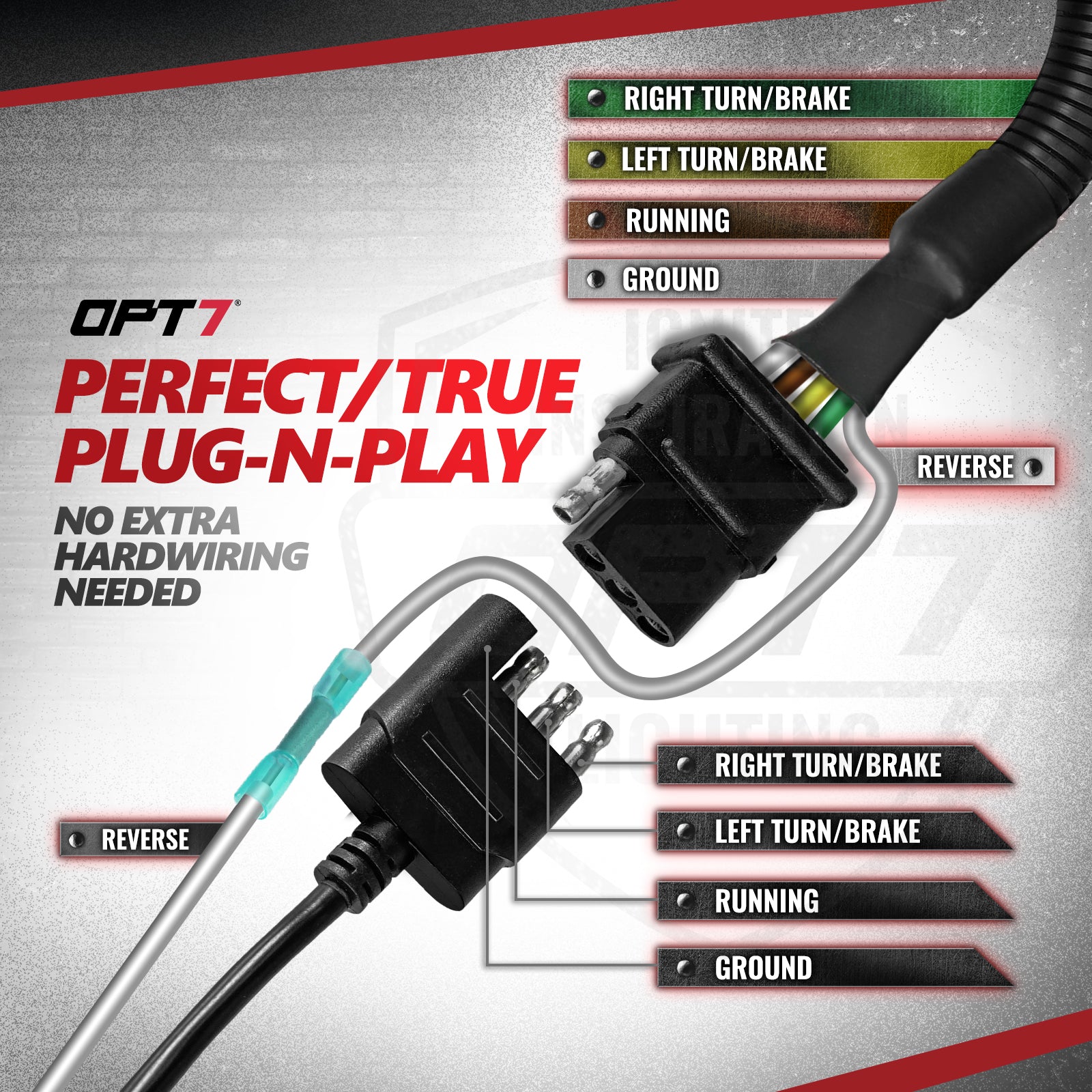 OPT7 Redline Dual 7Pin Splitter with Reverse Wire to 43 Inches 4Pin