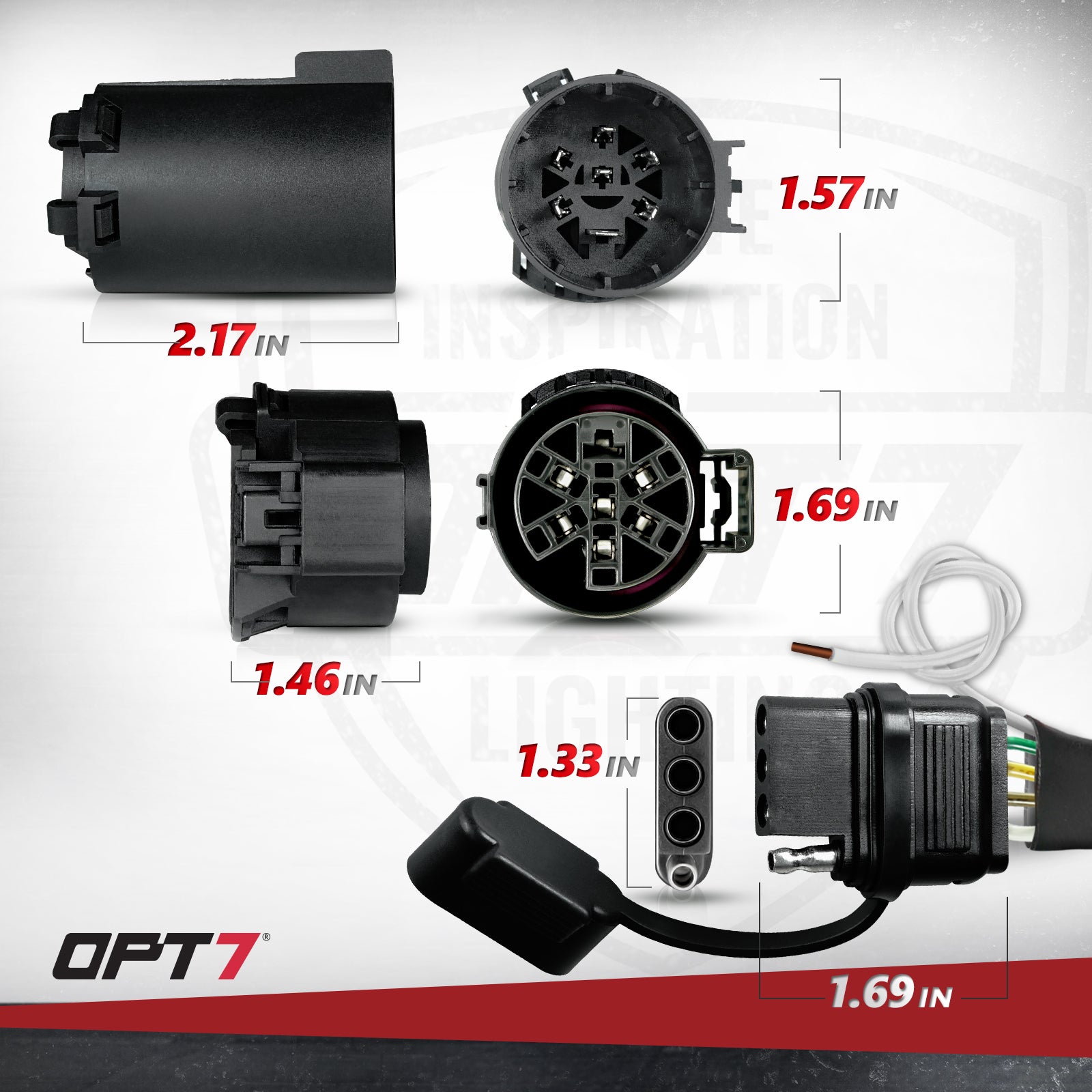 OPT7 Redline Dual 7Pin Splitter with Reverse Wire to 43 Inches 4Pin