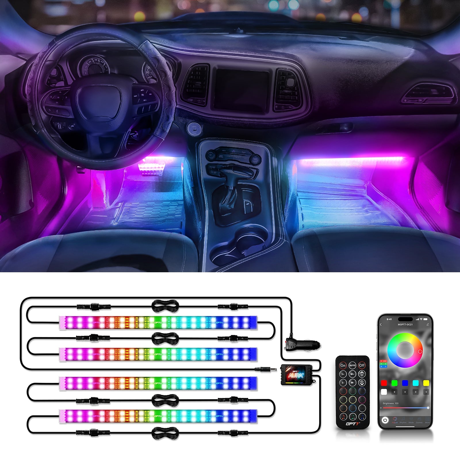 OPT7 AURA Quantum RGBW Rock Light Kit 4 Pods Remote IP68 OPT7 AURA Quantum 4-Piece RGBW LED Rock Light Kit - 1600 Lumens Per Pod, IP68 Waterproof, With Remote Control Under Glow - Foto 7