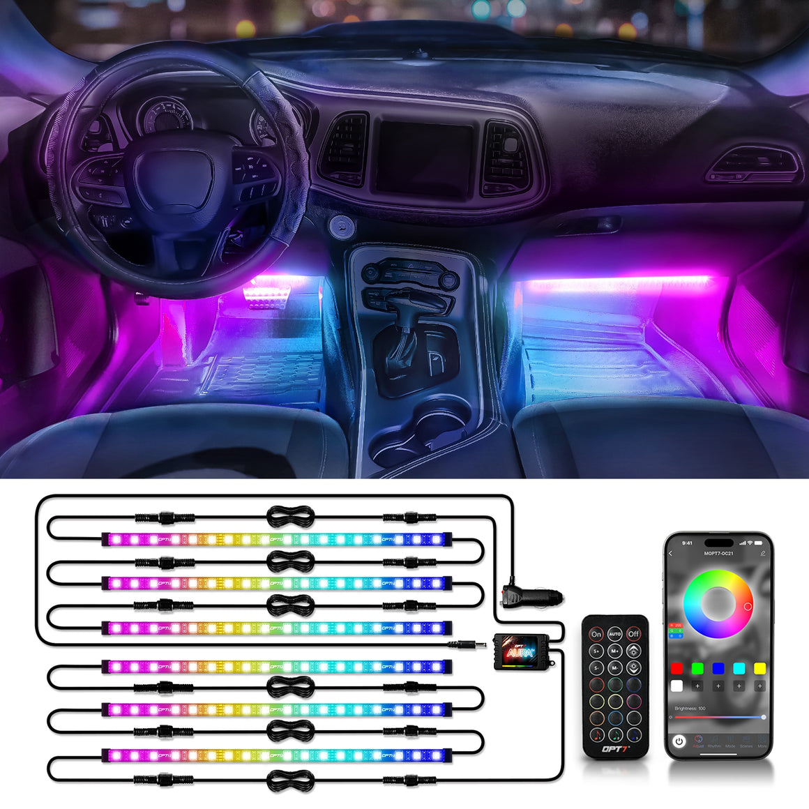 AURA DreamColor LED Interior Ambient Lighting Kit (4 x 12 Inch or 6 x ...