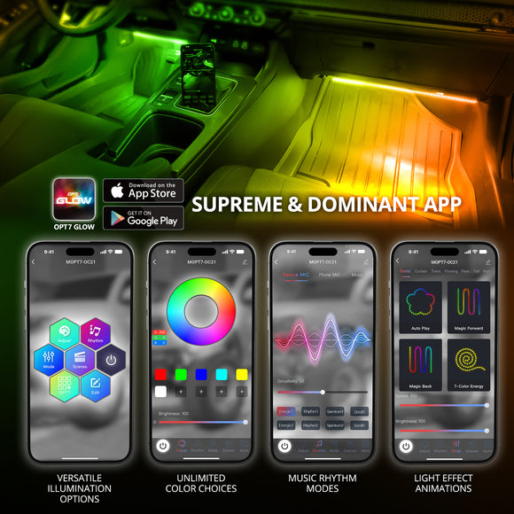 AURA DreamColor LED Interior Ambient Lighting Kit (4 x 12 Inch or 6 x ...