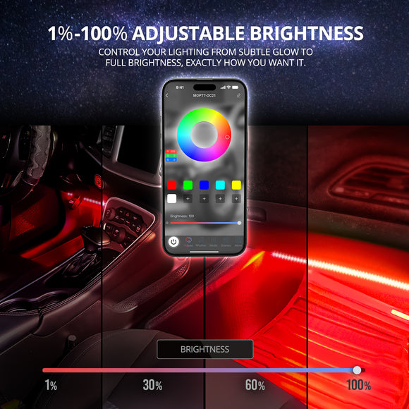 AURA DreamColor LED Interior Ambient Lighting Kit (4 x 12 Inch or 6 x ...