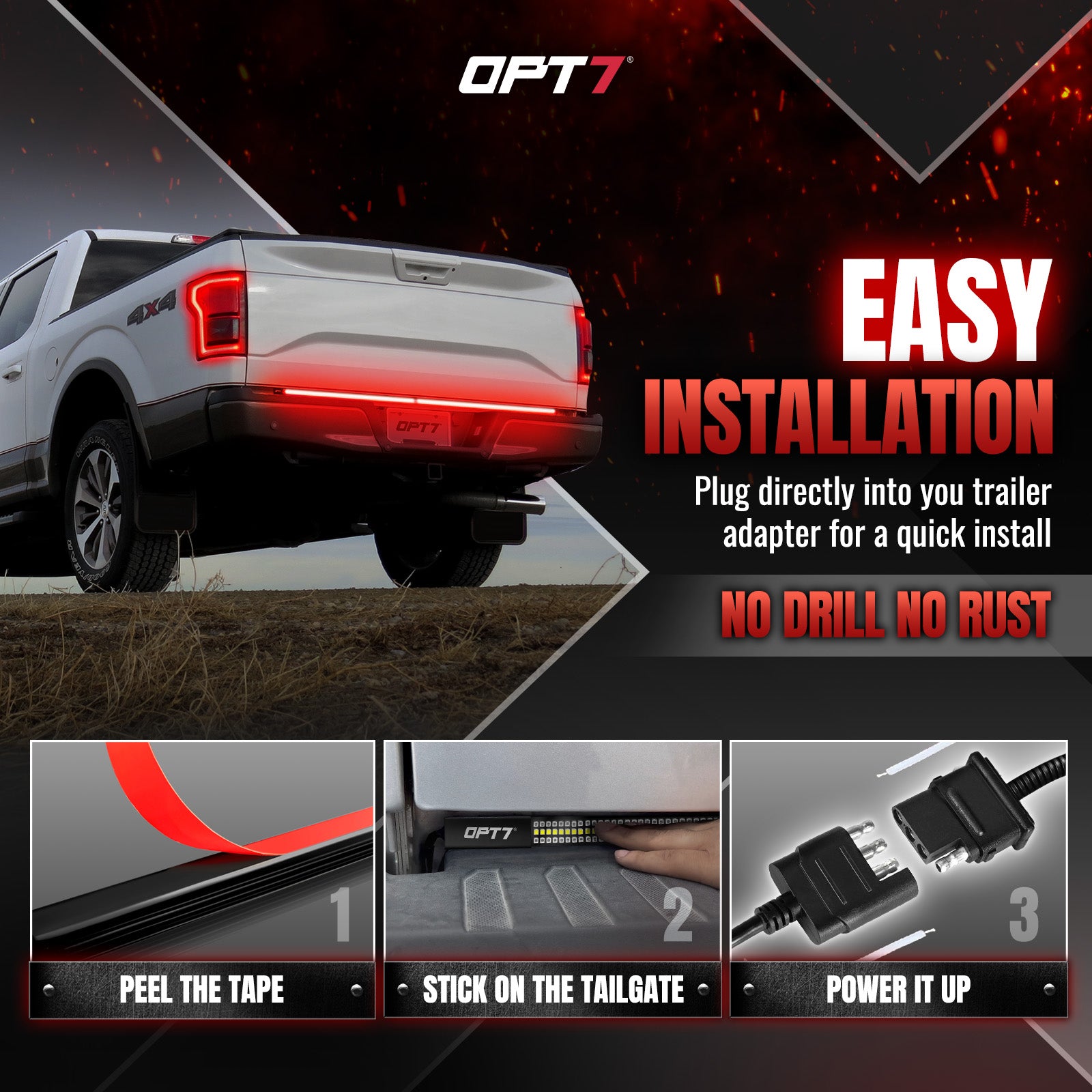 All Star 4 Inch 7 LED Round Truck Tail Light Kit - 2 Red Stop/Turn + 2 White Backup