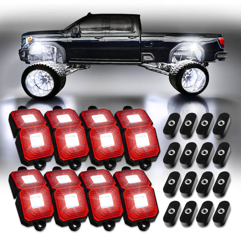OPT7 Photon White 8PCS LED Rock Light w-Magnet Wide Angle