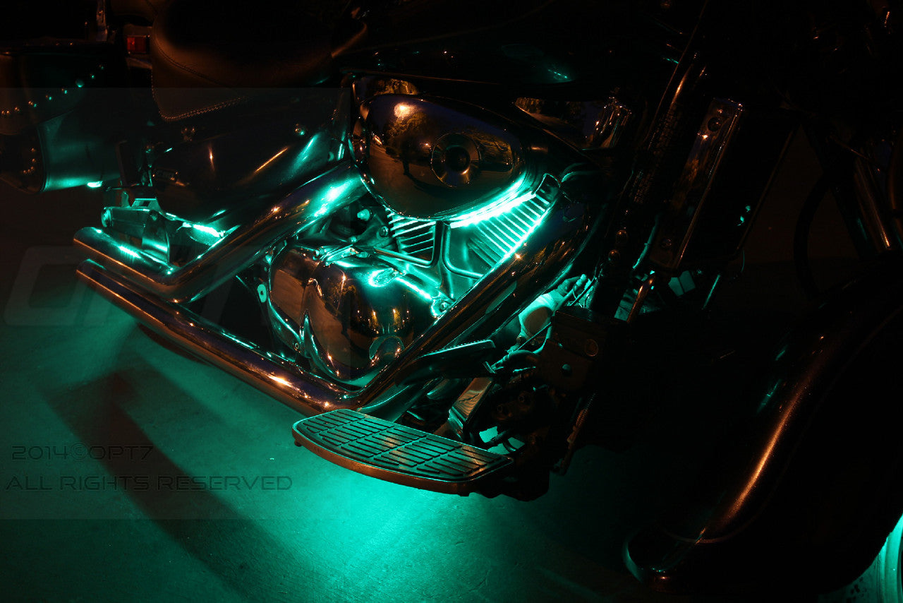 Motorcycle Show Led AURA Motorcycle Multi-Color LED Lighting Strip Kit for Cruisers Remote ...
