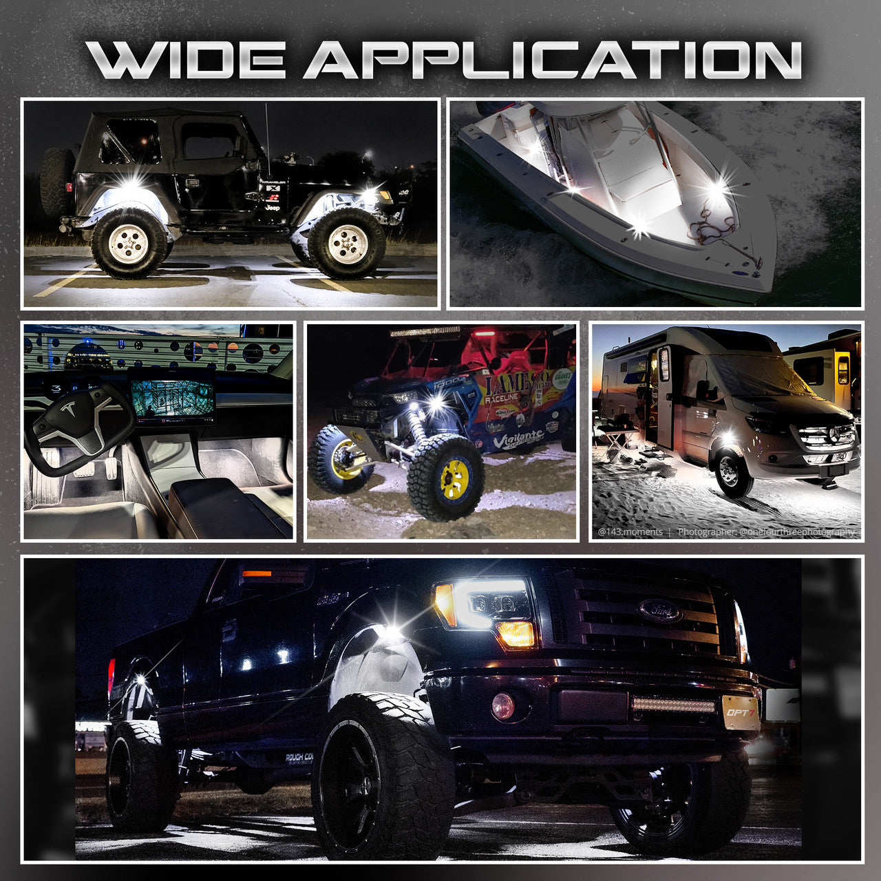 8x RGB LED Rock Light Kit For Off-Road Underglow Foot Wheel Well Light  Truck ATV