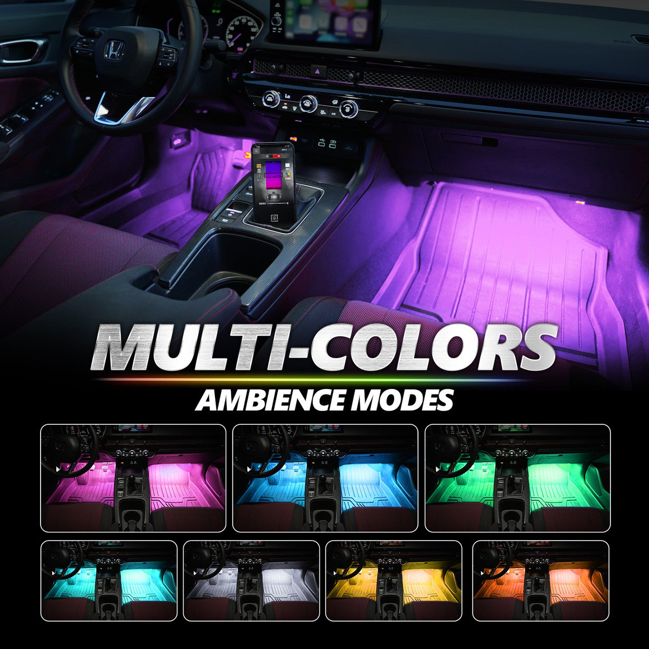 Car Interior LED Light Kit, Car Interior 10/1 RGB Ambient Lighting Kit, Mobile APP Control And 213 Color * * Change Neon Car LED Lights With * Car High Brightness Neon Lights