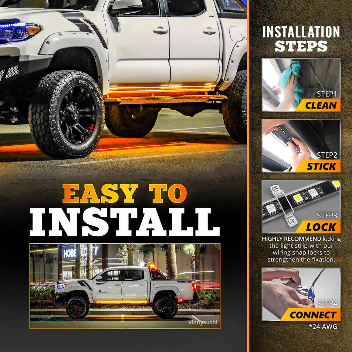 Sidekick Sequential Running Board 2PC Switchback LED Strip Kit OPT7