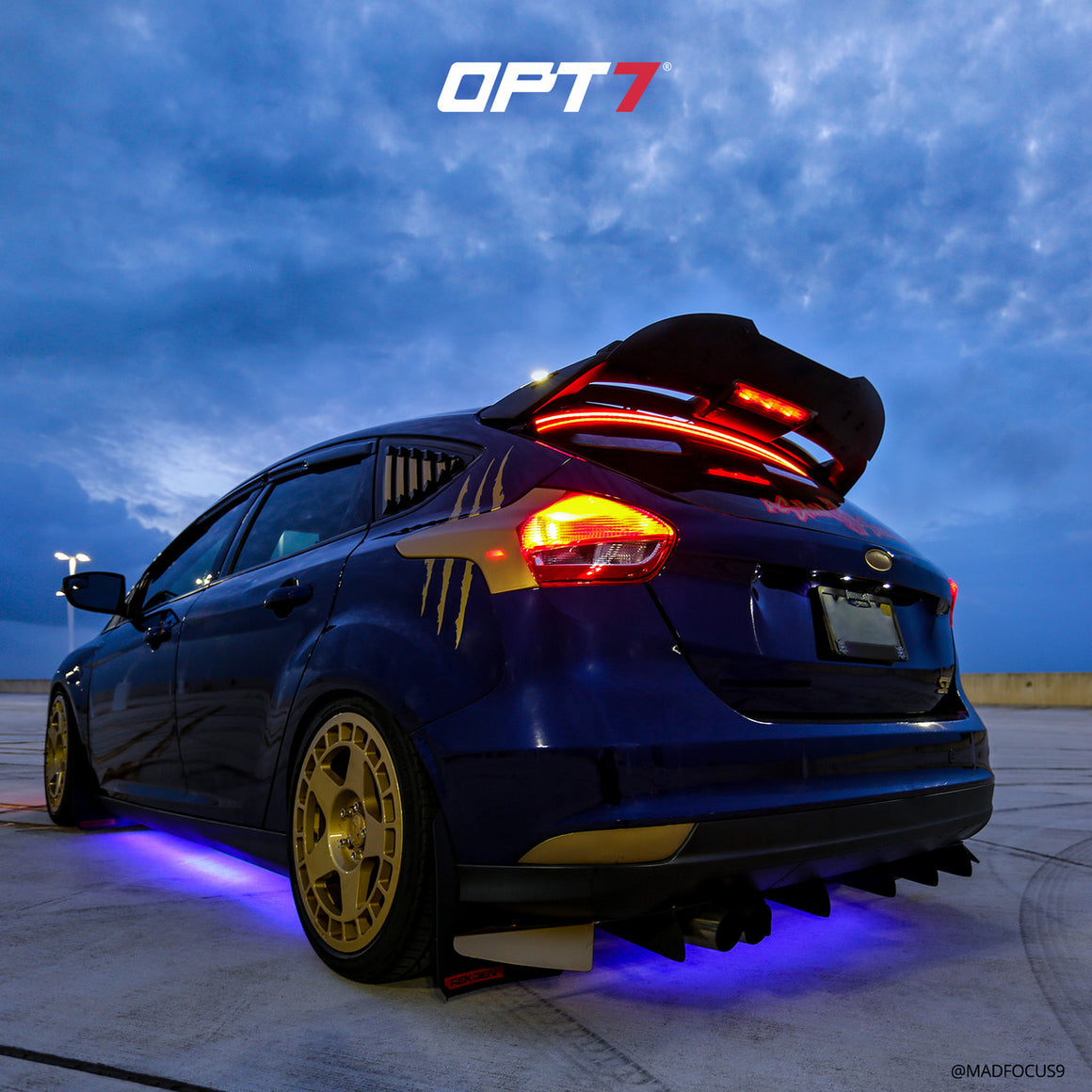 Integrated Led Spoiler OPT7 Universal LED Rear Spoiler Lip Kit (3.9ft) for Car Trunk Exterior ...